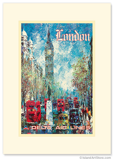 Delta Air Lines - London Big Ben by Jack Laycox - Premium Vintage Collectible Greeting Card