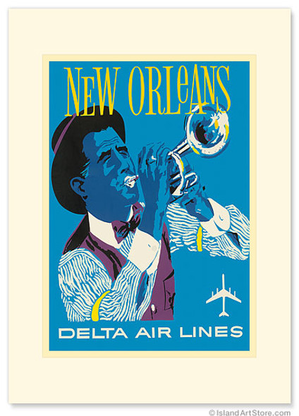 Delta Airlines, New Orleans - Jazz Trumpet Player - Premium Vintage Collectible Greeting Card Delta Airlines, New Orleans - Jazz Trumpet Player - Premium Vintage Collectible Greeting Card