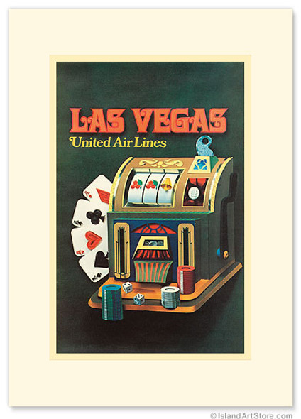 United Air Lines Las Vegas - Slot Machine & Poker Cards - Premium Vintage Collectible Greeting Card United Air Lines Las Vegas - Slot Machine & Poker Cards - Premium Vintage Collectible Greeting Card