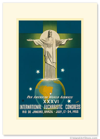 Pan American Airways Rio de Janeiro, Brazil, Christ on the Cross - Premium Vintage Collectible Greeting Card Pan American Airways Rio de Janeiro, Brazil, Christ on the Cross - Premium Vintage Collectible Greeting Card