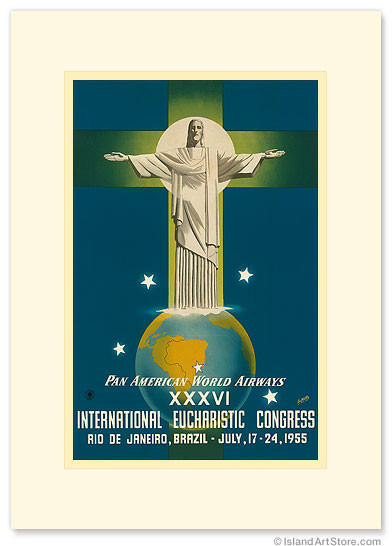 Pan American Airways Rio de Janeiro, Brazil, Christ on the Cross by Joseph La Motta - Premium Vintage Collectible Greeting Card