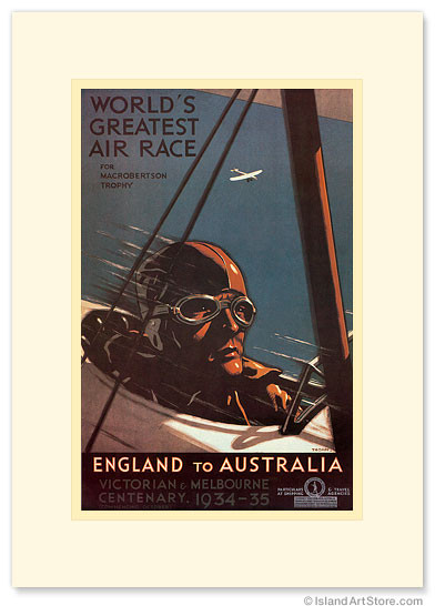 Air Race, England to Australia by Percy Trompf - Premium Vintage Collectible Greeting Card