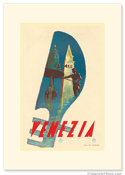Venezia - Venice Gondolier, Italy - Premium Vintage Collectible Greeting Card Venezia - Venice Gondolier, Italy - Premium Vintage Collectible Greeting Card