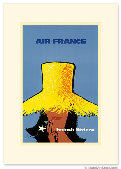 Aviation French Riviera - Yellow Hat - Premium Vintage Collectible Greeting Card Aviation French Riviera - Yellow Hat - Premium Vintage Collectible Greeting Card