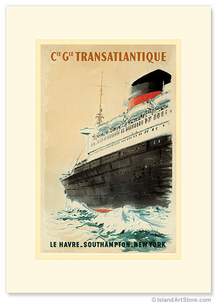 Compagnie Transatlantique - Le Havre Southampton New York - Premium Vintage Collectible Greeting Card Compagnie Transatlantique - Le Havre Southampton New York - Premium Vintage Collectible Greeting Card