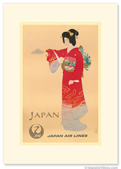 Japan Air Lines, Geisha - Premium Vintage Collectible Greeting Card Japan Air Lines, Geisha - Premium Vintage Collectible Greeting Card