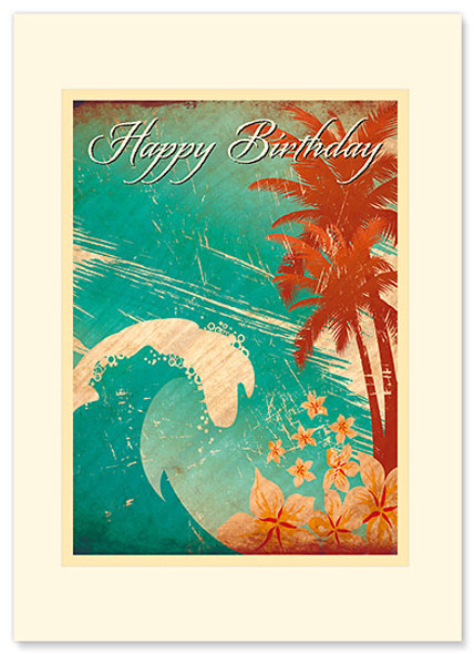 Hawaiian Birthday Wave - Premium Vintage Collectible - Happy Birthday Card Hawaiian Birthday Wave - Premium Vintage Collectible - Happy Birthday Card