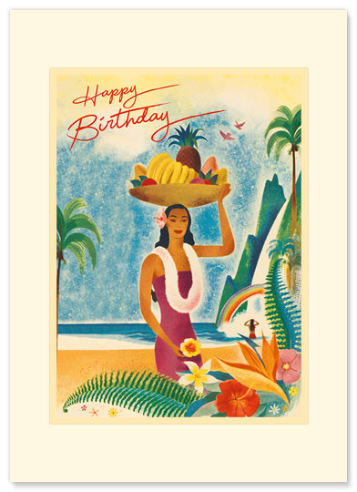 Hawaii - Vintage Brochure Cover - Premium Vintage Collectible - Happy Birthday Card