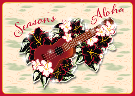 Holiday 'Ukulele by Roy Konitzer - Holiday Greeting Card w/Glitter