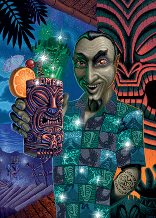 Bela has a Zombie w/Glitter by Brad Parker - Hawaiian Happy Birthday Greeting Card