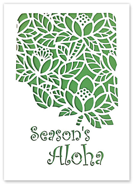 Season's Aloha Lotus - Laser Cut Holiday Greeting Card Season's Aloha Lotus - Laser Cut Holiday Greeting Card