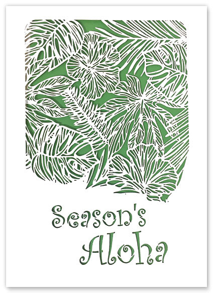 Season's Aloha Small Hibiscus by Pacifica Collection - Laser Cut Holiday Greeting Card