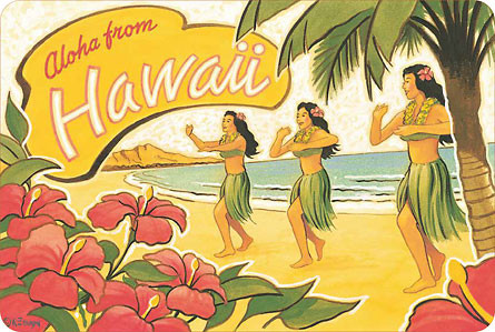 Aloha from Hawaii by Kerne Erickson - Hawaiian Vintage Postcard