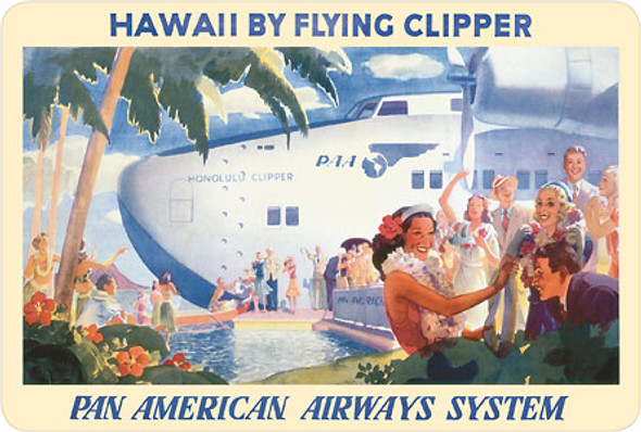 Hawaii by Flying Clipper - Pan American Airways (PAA) - Hawaiian Vintage Postcard Hawaii by Flying Clipper - Pan American Airways (PAA) - Hawaiian Vintage Postcard