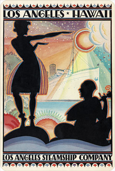 Los Angeles to Hawaii - Hawaiian Vintage Postcard Los Angeles to Hawaii - Hawaiian Vintage Postcard