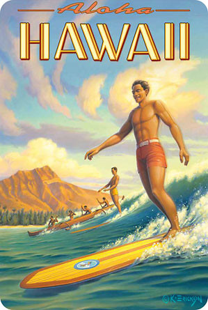 サーフィン ポスター reef HAWAIIAN PRO 2008 Aloha Waikiki - Surfing - Diamond Head - Oahu - Honolulu - Hawaii