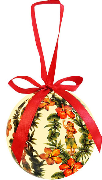Hibiscus & Hula by Daicokuebisu - Hawaiian Boxed Christmas Ball Ornament