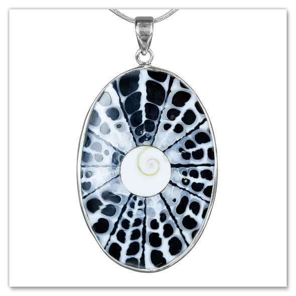 Resin Spiral Shell Shiva Pendant - Sterling Silver Island Jewerly Resin Spiral Shell Shiva Pendant - Sterling Silver Island Jewerly