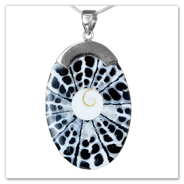 Resin Spiral Shell Shiva Pendant - Sterling Silver - Island Jewerly Resin Spiral Shell Shiva Pendant - Sterling Silver - Island Jewerly