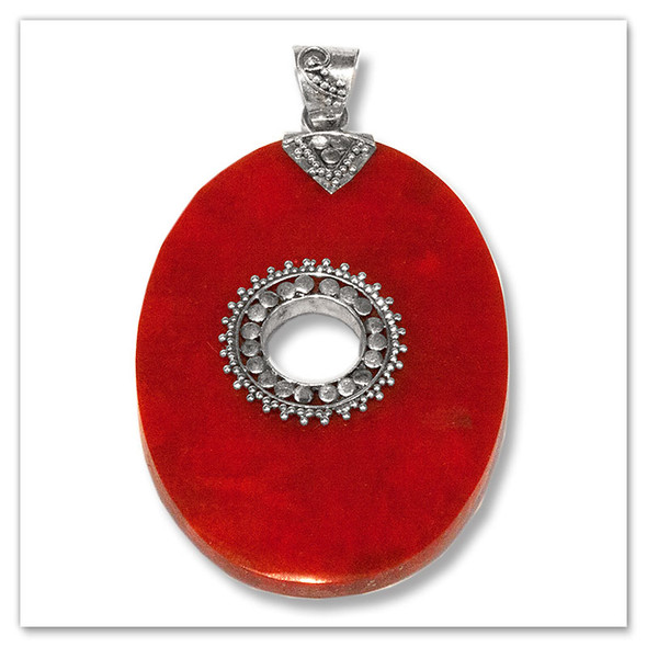 Red Resin - Sterling Silver Pendant - Island Jewerly Red Resin - Sterling Silver Pendant - Island Jewerly
