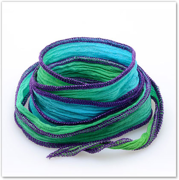 Turq/Green Purple - Silk Wrap - Hawaiian Charm Turq/Green Purple - Silk Wrap - Hawaiian Charm