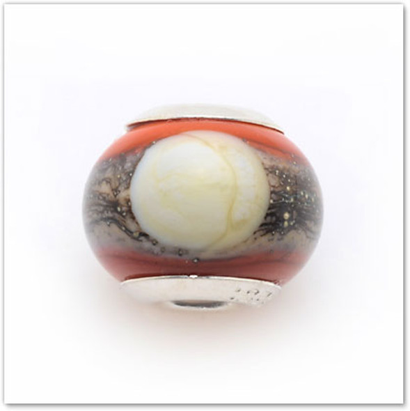 Double Coral Moon - Glass Bead - Hawaiian Charm Double Coral Moon - Glass Bead - Hawaiian Charm