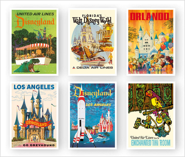 Vintage Travel Poster Prints - Set of 6 Unframed 5"x7" Prints