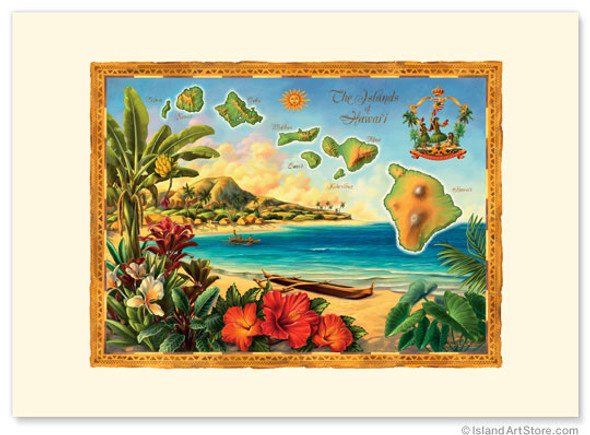 The Islands of Hawaii - Premium Vintage Collectible Greeting Card The Islands of Hawaii - Premium Vintage Collectible Greeting Card