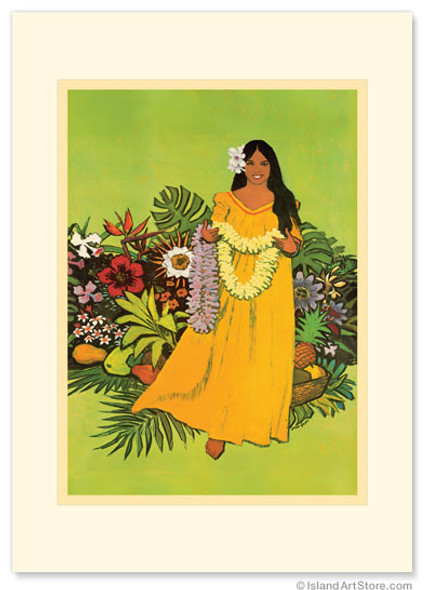 Hawaiian Lei Girl - Premium Vintage Collectible - Anniversary Card Hawaiian Lei Girl - Premium Vintage Collectible - Anniversary Card