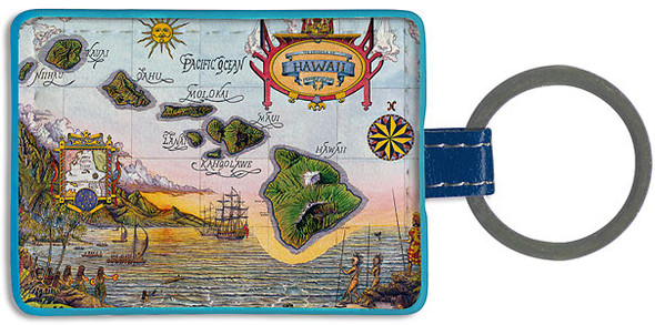 Map of Old Hawai - Leatherette Keychain Map of Old Hawai - Leatherette Keychain