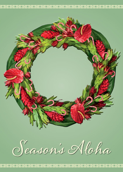 Hawaiian Holiday Wreath - Holiday Greeting Card