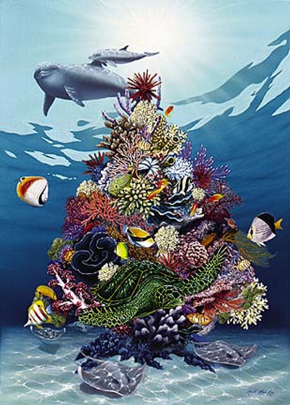 Coral Christmas Tree - Holiday Greeting Card