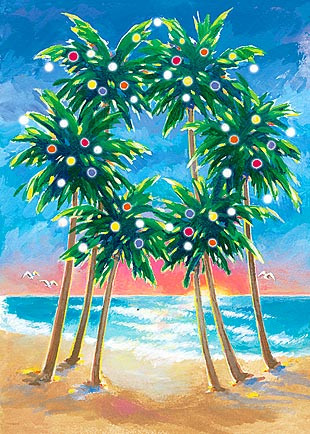 Palm Wreath by Margo Goodwill - Holiday Greeting Card