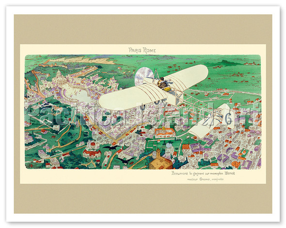 Paris-Rome Air Race - Beaumont is the winner in the Bleriot Monoplane - c. 1911 - Poster by (Gamy) Marguerite Montaut