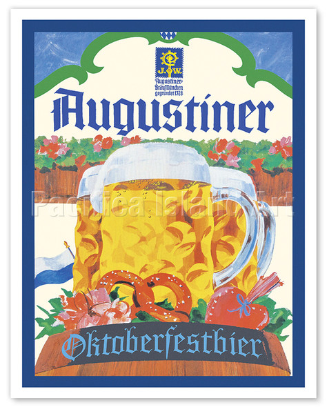 Augustiner-Bräu Brewery Octoberfest Beer (Oktoberfestbier) - c. 1956 - Vintage German Advertising Poster