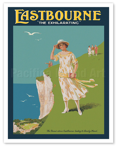 Eastbourne - The Exhilarating Seaside Resort in East Sussex, England - c. 1920 - Vintage Travel Poster