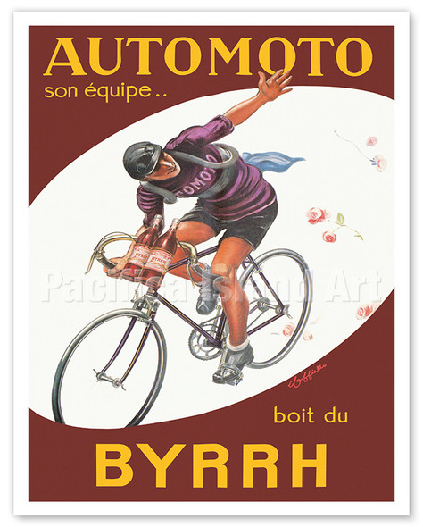 The Automoto Bicycle Team Drinks Byrrh Apertiff - c. 1926 - Poster by Leonetto Cappiello