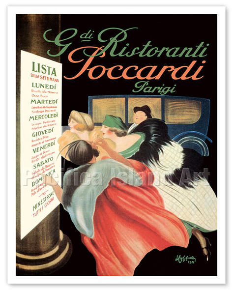Poccardi Italian Restaurants (Ristoranti) in Paris (Parigi) - c. 1922 - Poster by Leonetto Cappiello