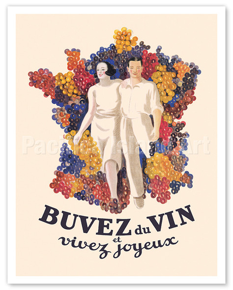 Drink Wine and Live Joyfully (Buvez du Vin et Vivez Joyeux) - c. 1933 - Poster by Leonetto Cappiello