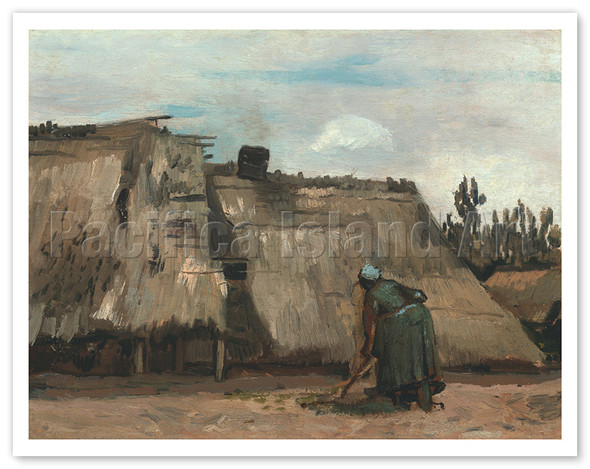 A Peasant Woman Digging in Front of Her Cottage - c. 1885 - Poster by Vincent van Gogh