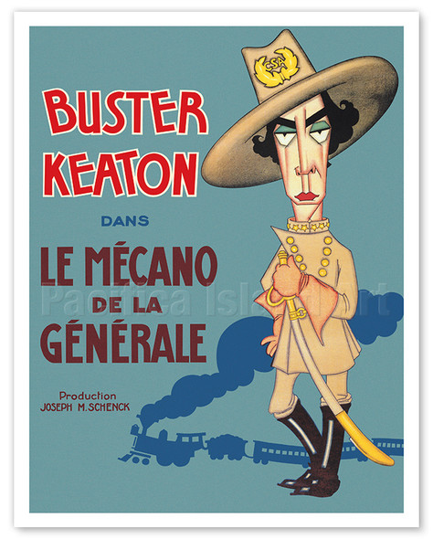 Buster Keaton in The General (Le Mécano de la Générale) - c. 1927 - Vintage French Film Movie Poster