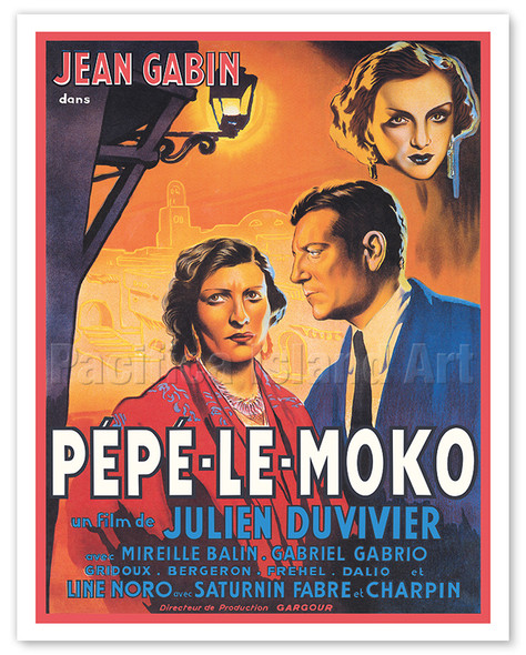 Pépé-Le-Moko - Starring Jean Gabin - c. 1937 - Vintage French Film Movie Poster