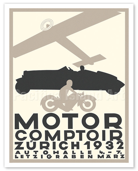 Motor Comptoir Trade Show - Zürich Switzerland - c. 1932 - Poster by Otto Baumberger