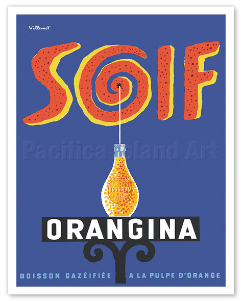 Orangina Carbonated Drink With Orange Pulp - Thirsty (Soif) - c. 1962 - Poster by Bernard Villemot