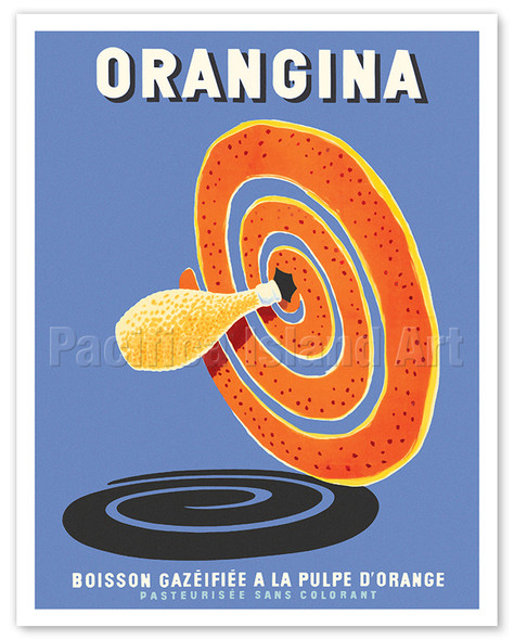 Orangina Carbonated Drink with Orange Pulp - c. 1959 - Poster by Bernard Villemot