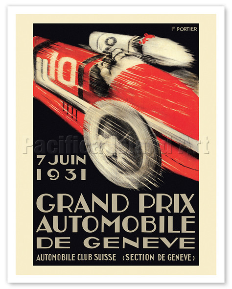 1931 Genéva Motor Grand Prix (Grand Prix Automobile de Genéve) - Poster by Francis Portier