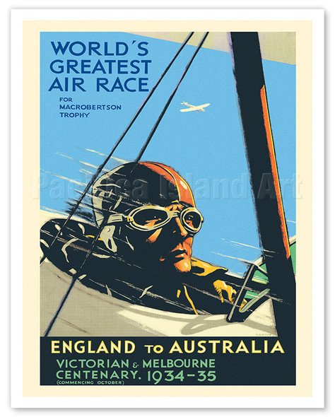 1934 MacRobertson Centenary Air Race - England to Australia - Poster by Percy Trompf