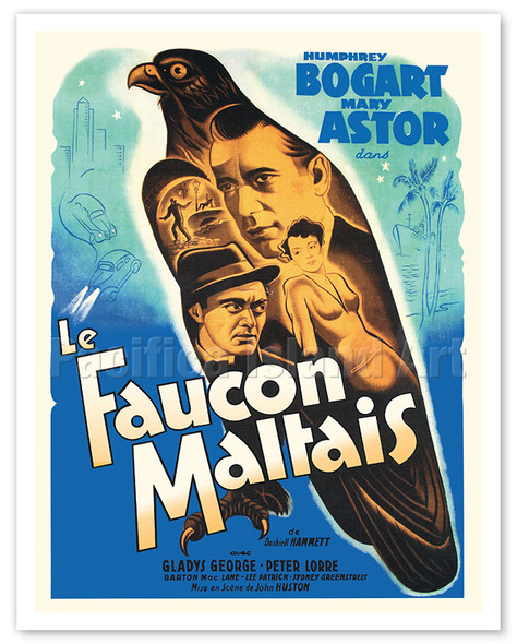 The Maltese Falcon (Le Faucon Maltais) Starring Humphrey Bogart - c. 1941