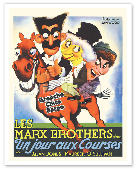 The Marx Brothers’ A Day at the Races (Un Jour Aux Courses) - c. 1935 - Vintage Belgium Film Movie Poster