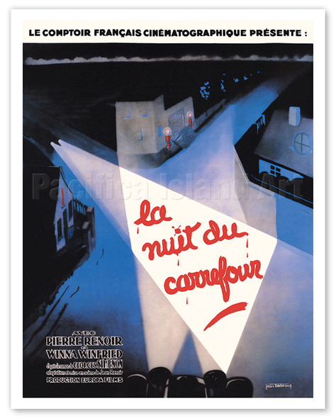 Night at the Crossroads (La Nuit du Carrefour) - Directed by Jean Renoir - c. 1930 - Poster by Jean Betrand